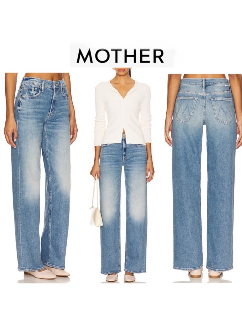 MOTHER The Spinner Zip Sneak Jeans 27 Glow Up High Rise Wide
Leg
